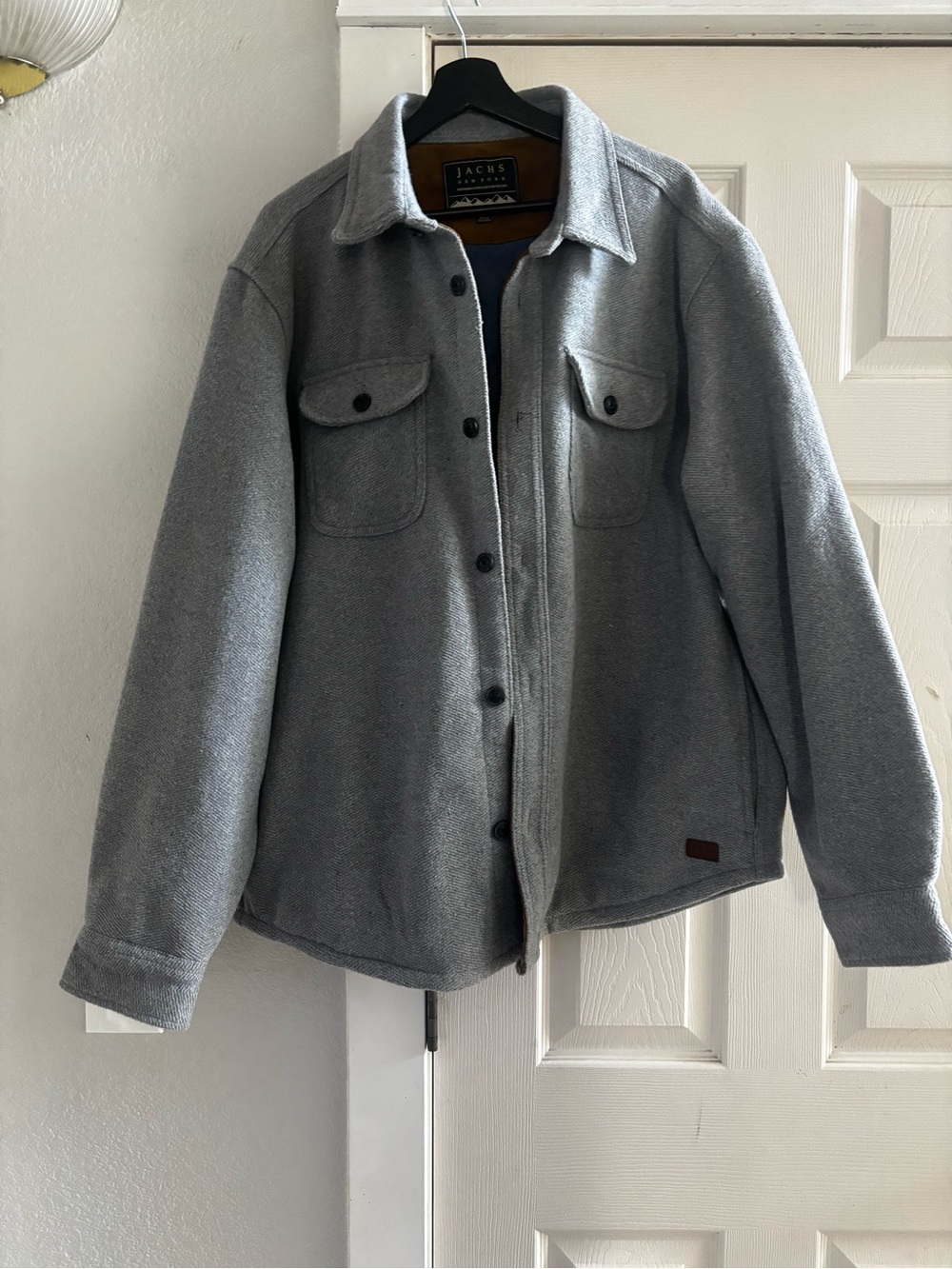 Jachs New York Grey Men's Wool-Blend Button Front Jacket
